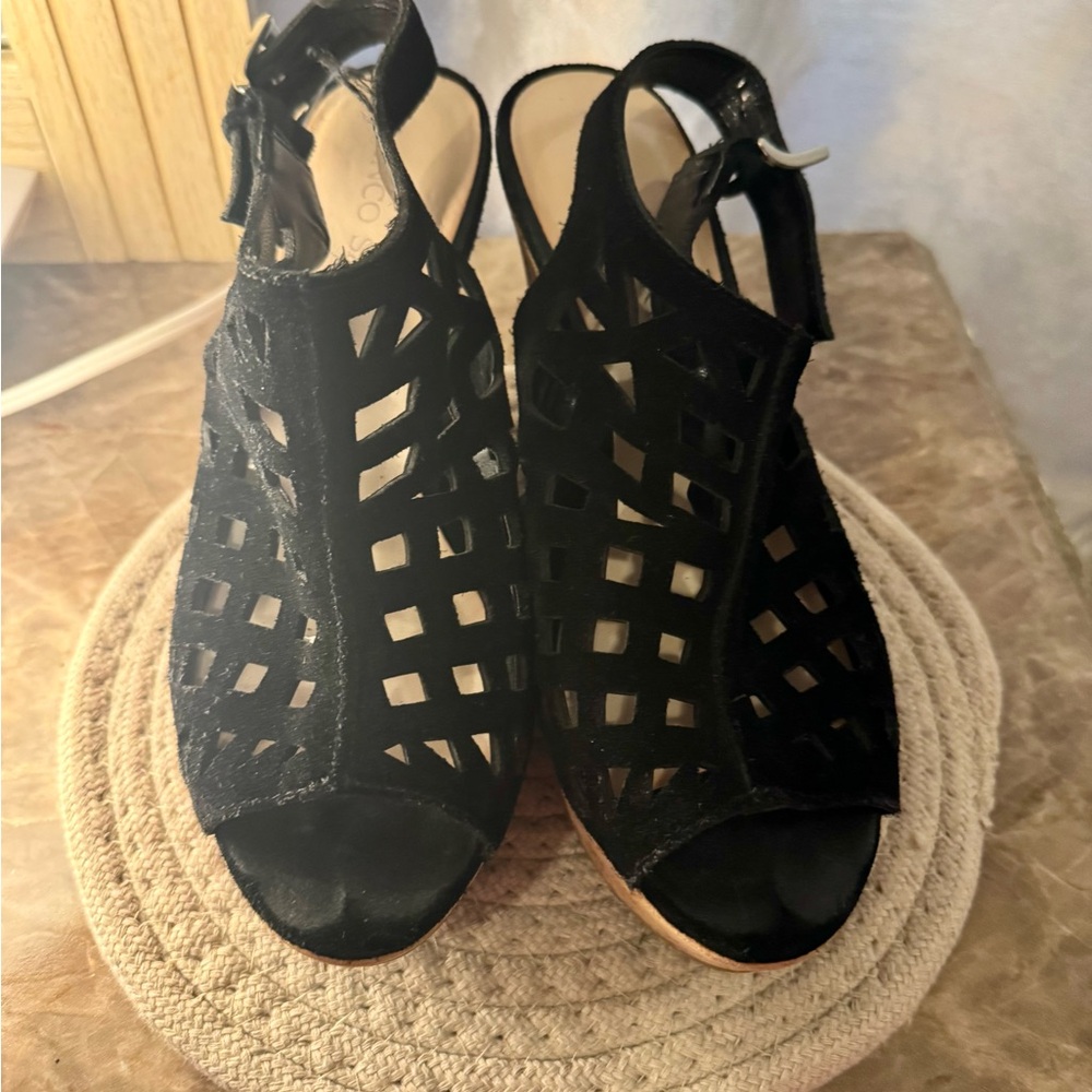 Franco Sarto Black Cutout Sandals